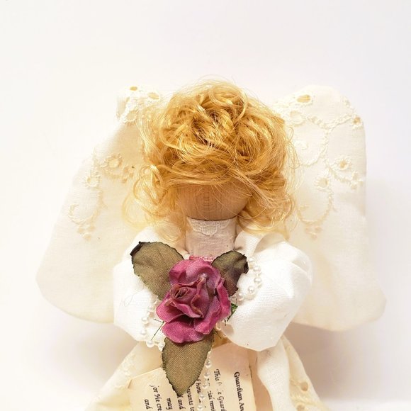 Guardian Angel Marycana San Jose Handmade Figurine Wings Flowers Ecru Lace - Picture 3 of 7